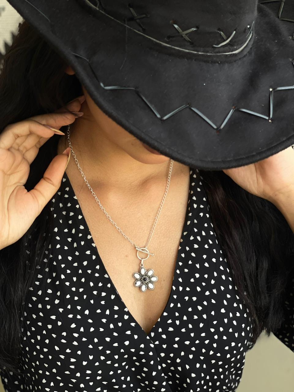 Handmade Sterling Silver White Buffalo Necklace "Signed Nizhoni"