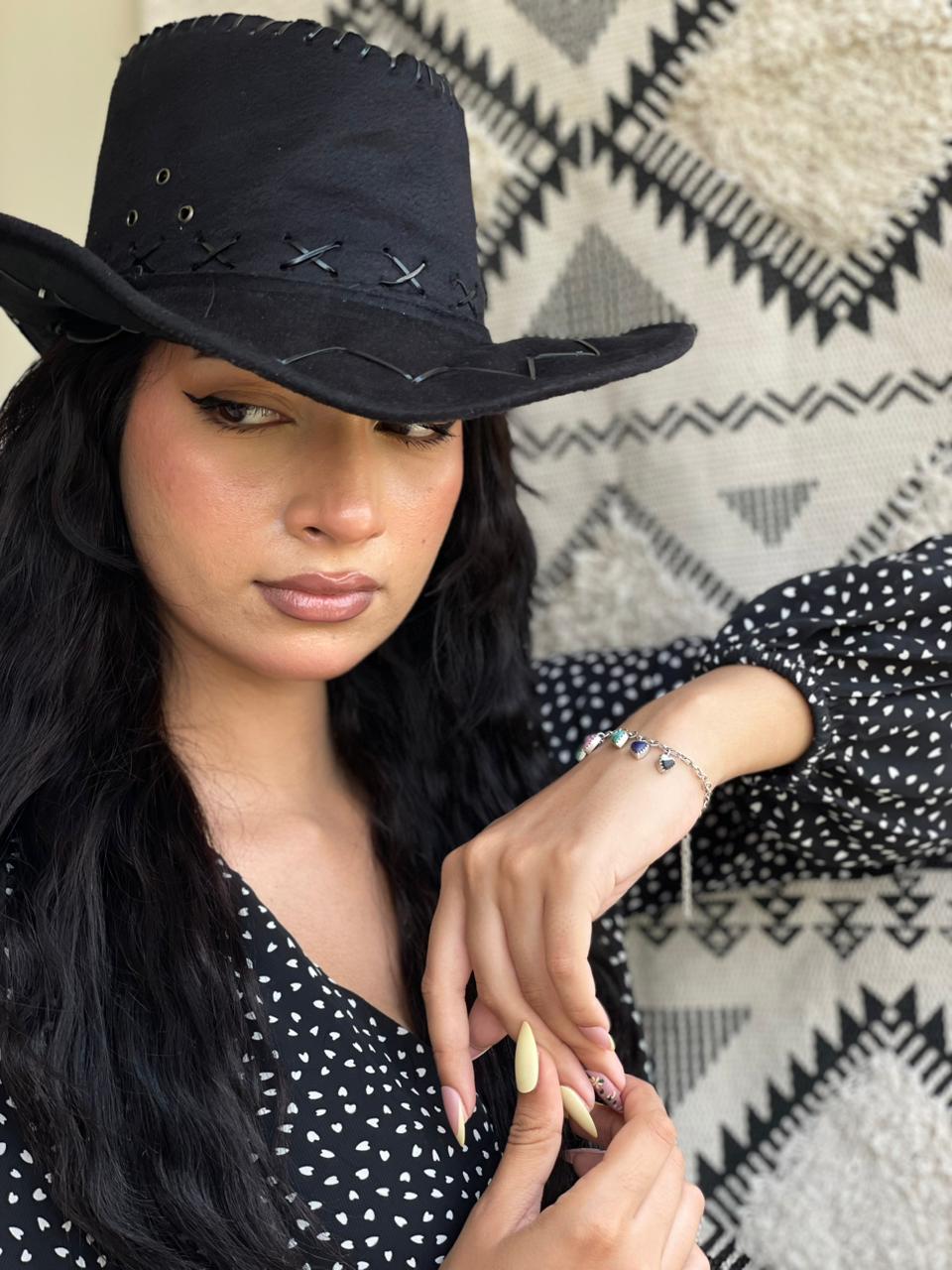 Handmade Sterling Silver White Buffalo with Cotton Candy, Lapis and Kingman Turquoise Chain Bracelet "Signed Nizhoni"