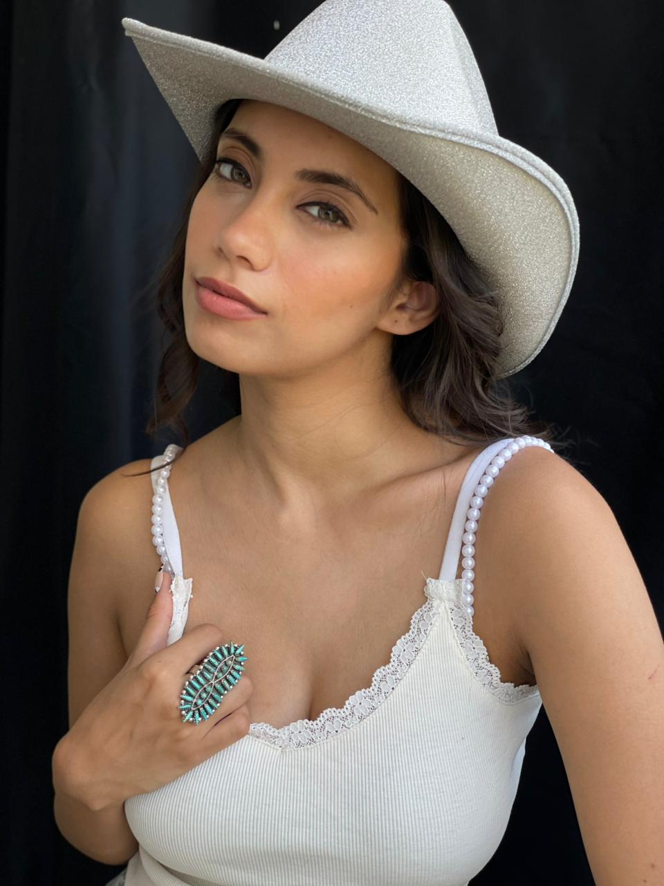 Handmade Sterling Silver Kingman Turquoise Adjustable Ring "Signed Nizhoni"