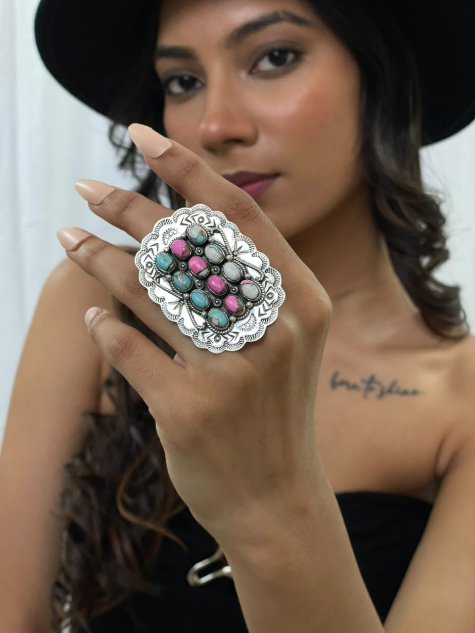 Handmade Sterling Silver Cotton Candy Adjustable Ring Signed Nizhoni
