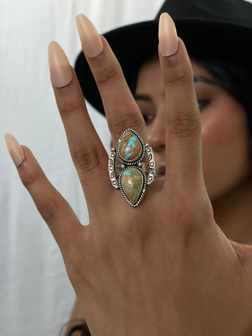 Handmade Sterling Silver Royston Turquoise Adjustable Ring Signed Nizhoni (5)
