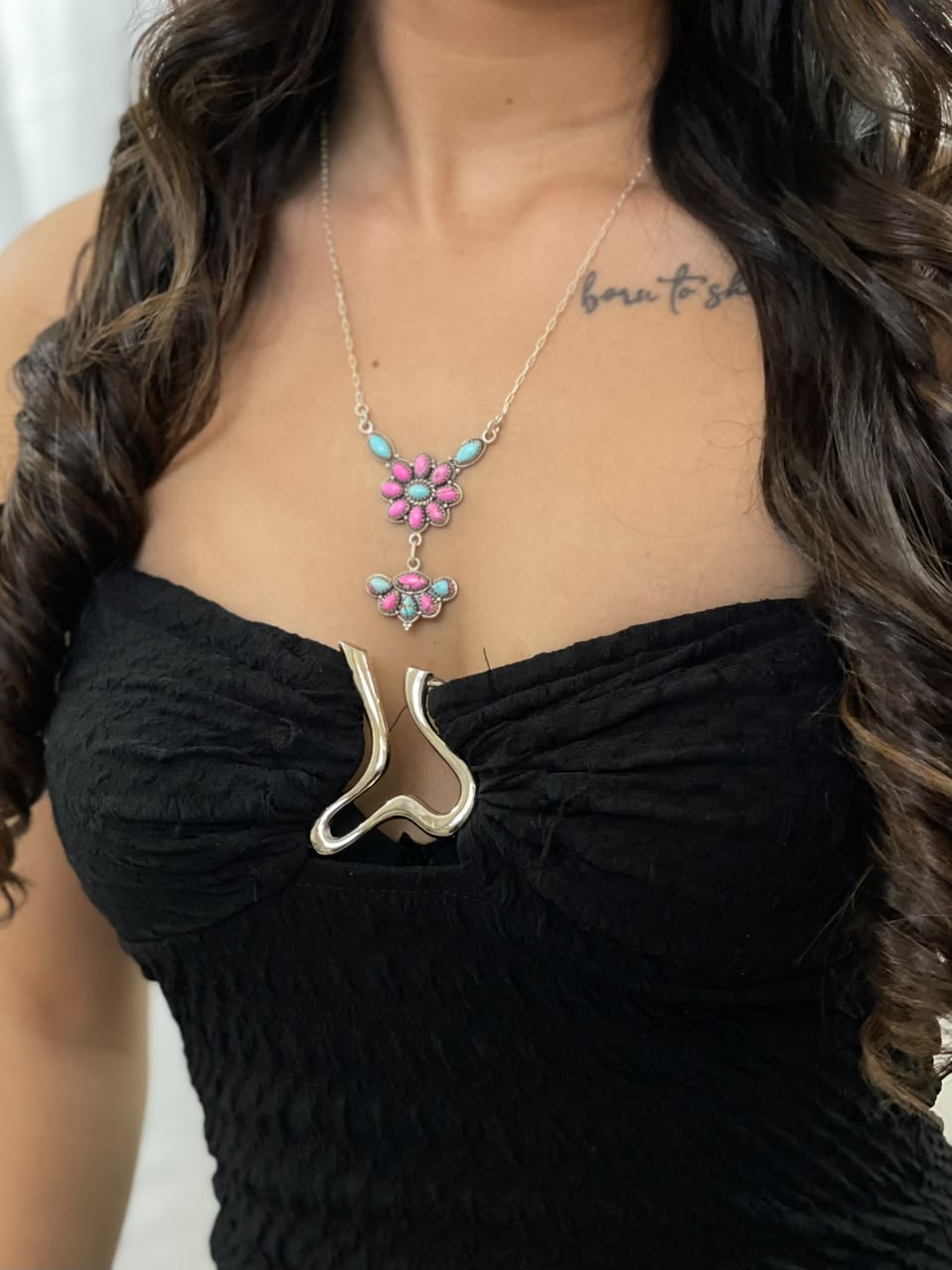 Handmade Sterling Silver Cotton Candy Necklace Signed Nizhoni