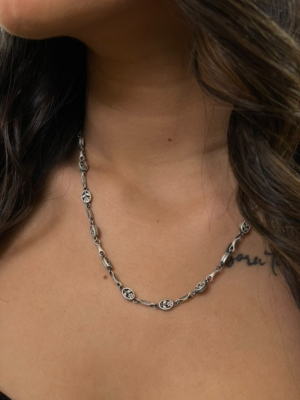 Handmade Sterling Silver Floral Necklace