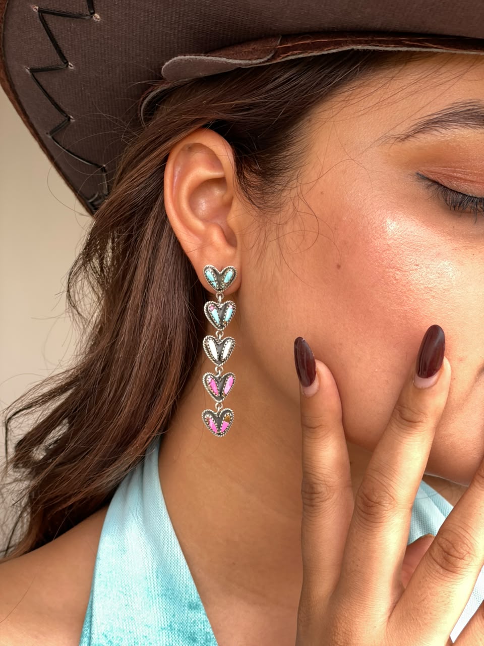Handmade Sterling Silver Cotton Candy Post Dangle Earrings Signed Nizhoni (2)