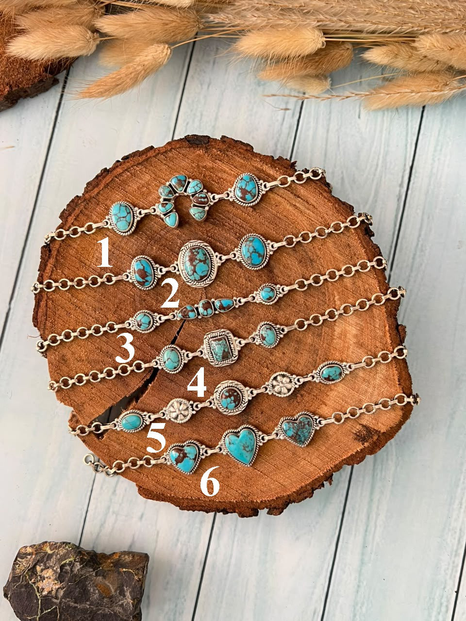 Handmade Sterling Silver Egyptian Turquoise Collection: Chain Bracelet Signed Nizhoni