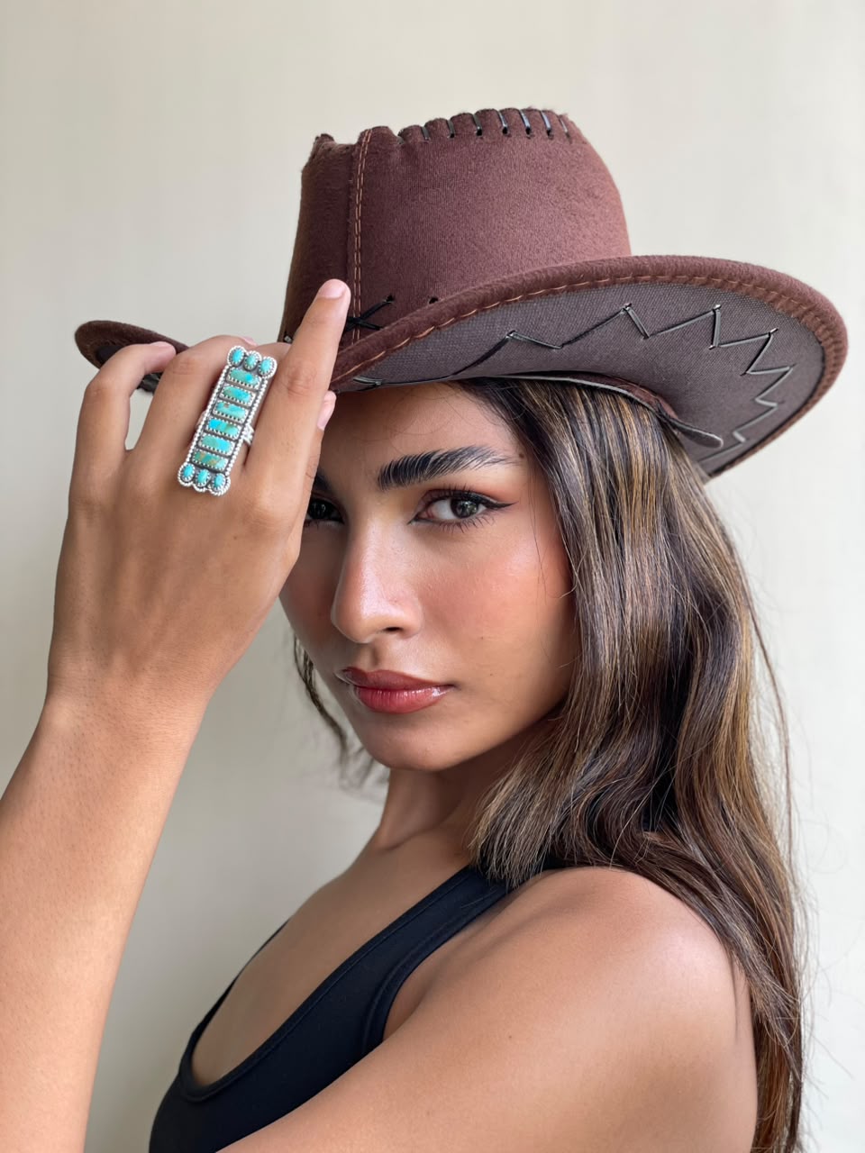 Handmade Sterling Silver Kingman Turquoise Adjustable Bar Ring Signed Nizhoni