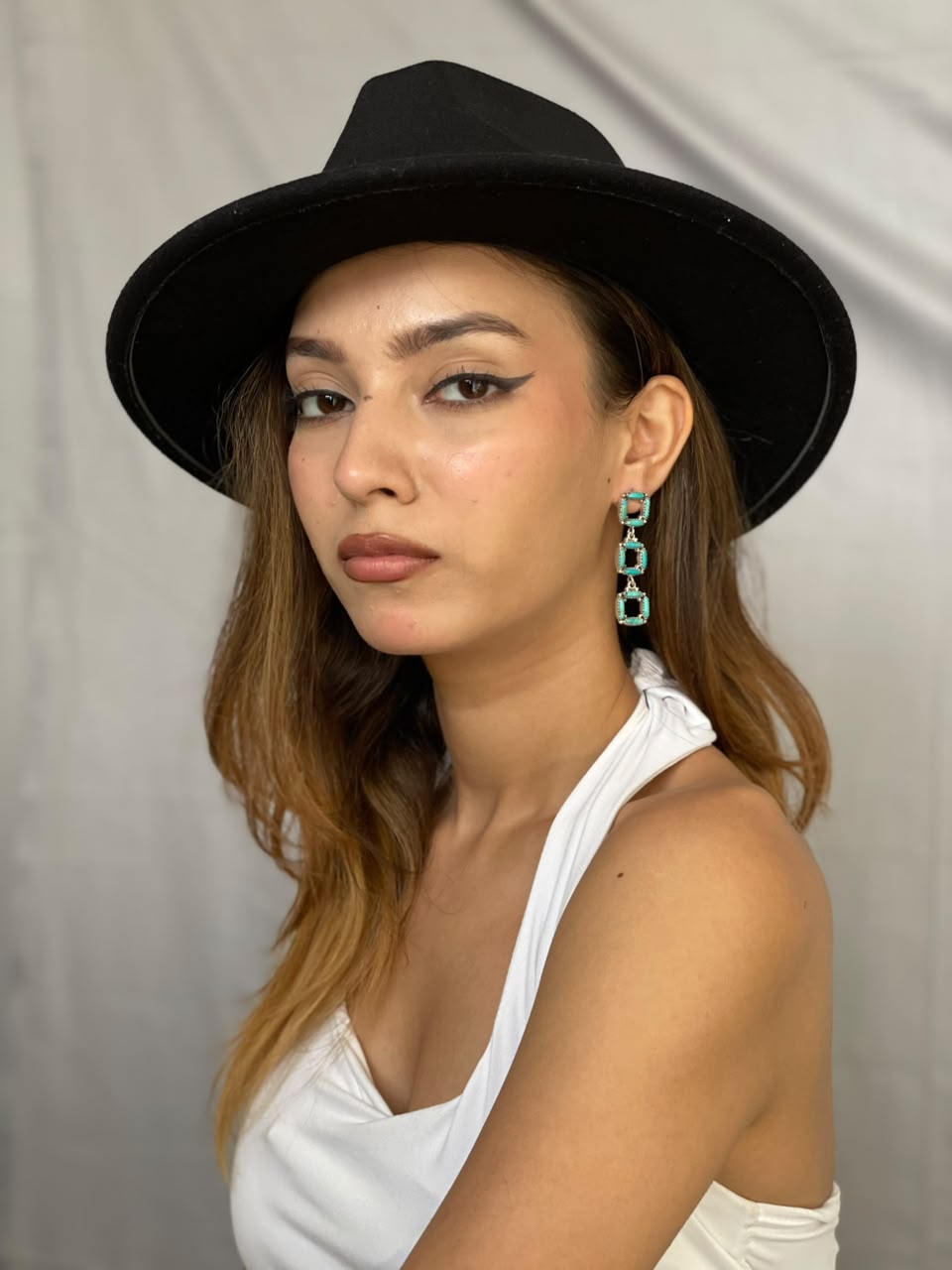 Handmade Sterling Silver Kingman Turquoise Post Dangle Earrings Signed Nizhoni