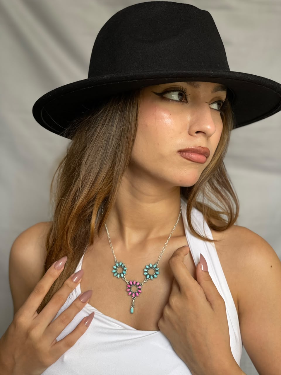 Handmade Sterling Silver Cotton Candy Necklace Signed Nizhoni (3)