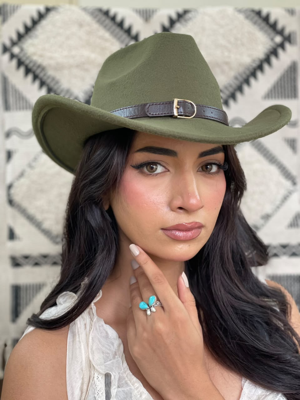 Handmade Sterling Silver Kingman Turquoise Adjustable Ring Signed Nizhoni