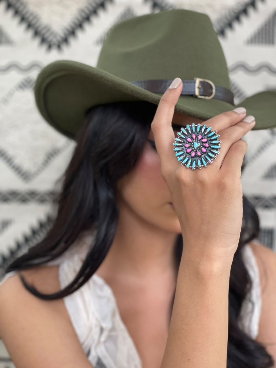 Handmade Sterling Silver Cotton Candy Adjustable Ring Signed Nizhoni