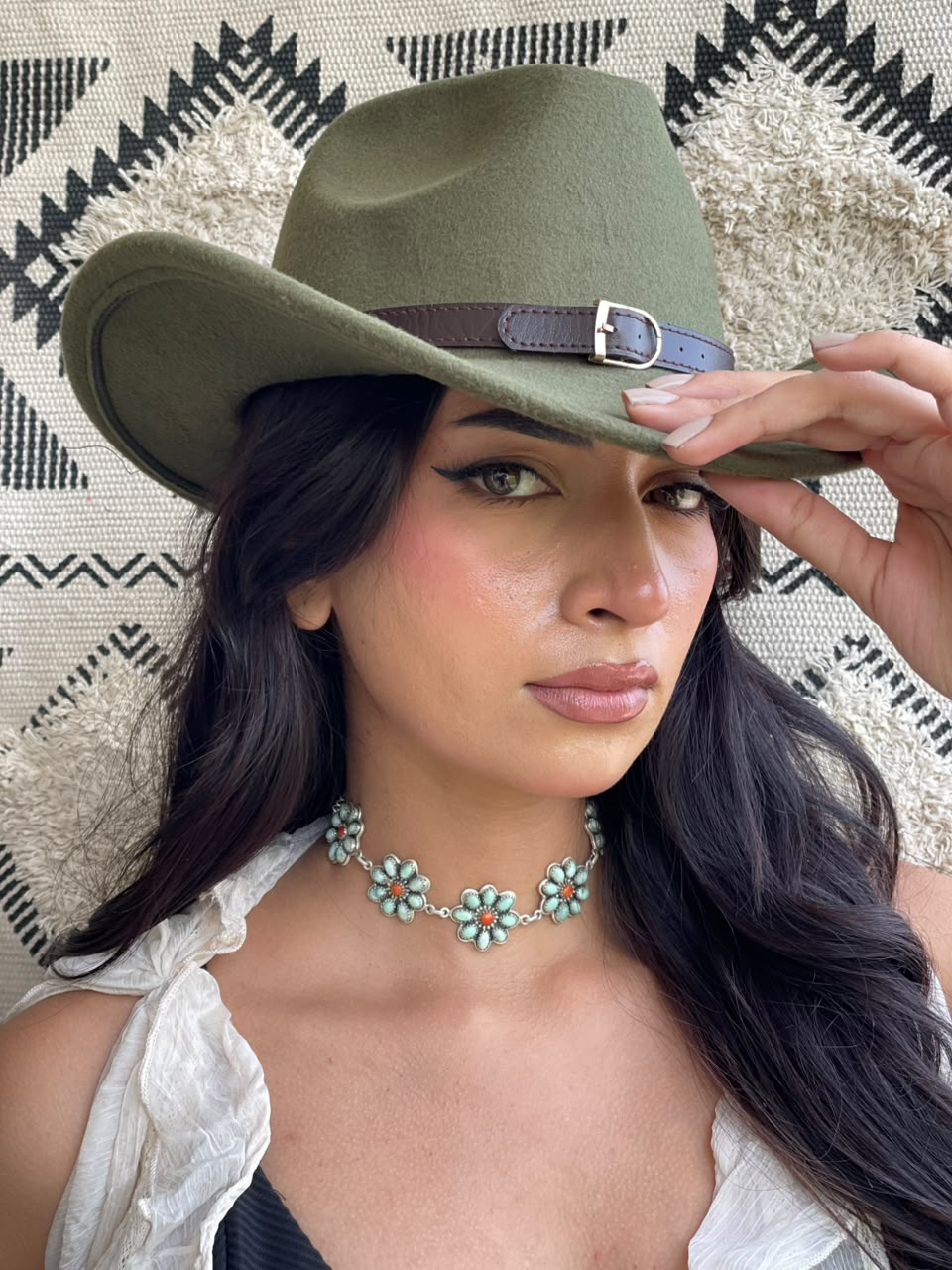 Handmade Sterling Silver Paloma Turquoise with Orange Mojave Choker Necklace Signed Nizhoni
