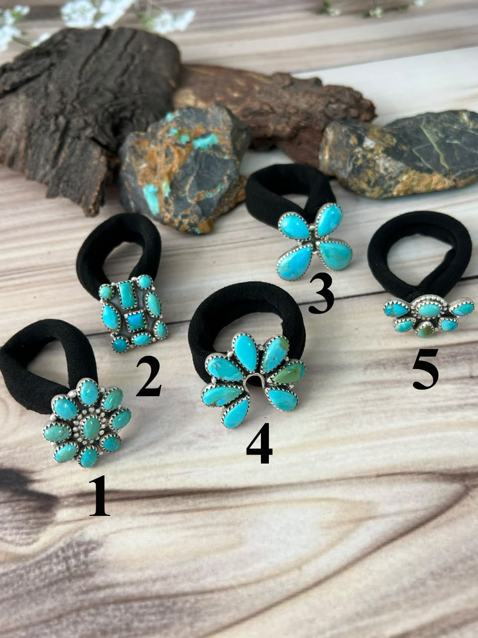 Handmade Sterling Silver Kingman Turquoise Hair Tie Charm Signed Nizhoni