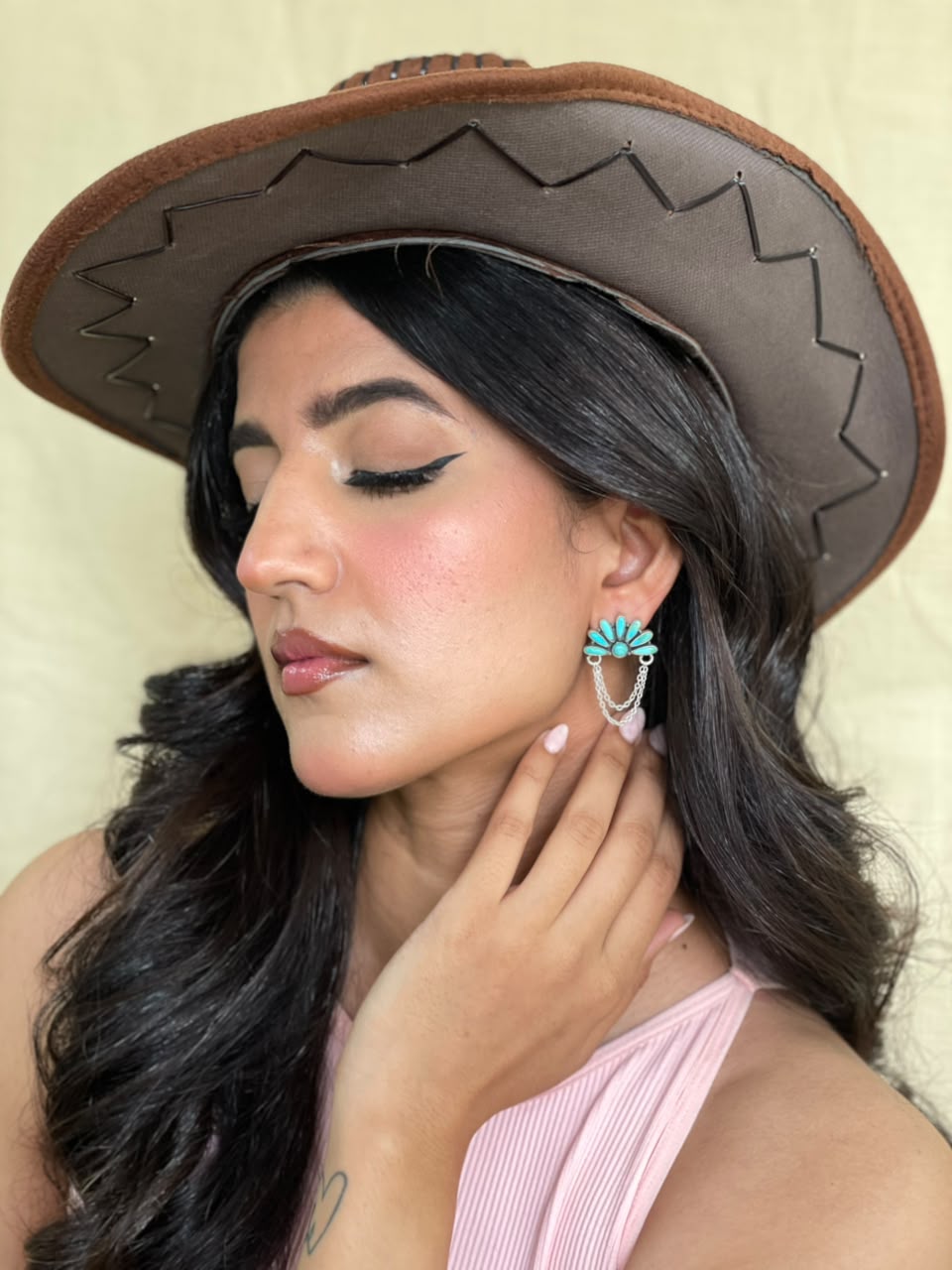 Handmade Sterling Silver Kingman Turquoise Post Dangle Earrings Signed Nizhoni