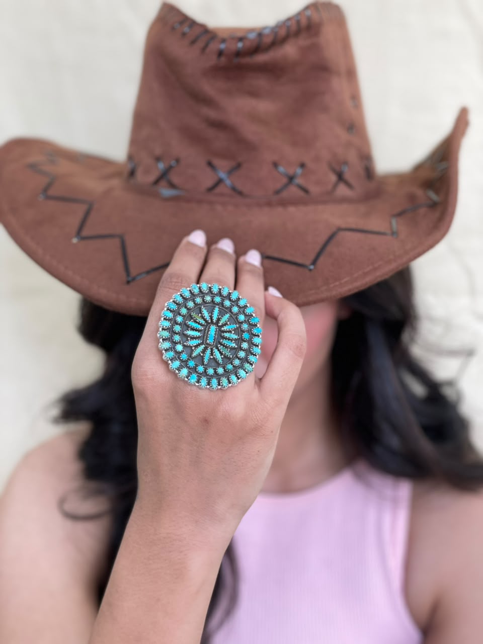 Handmade Sterling Silver Kingman Turquoise Adjustable Ring Signed Nizhoni