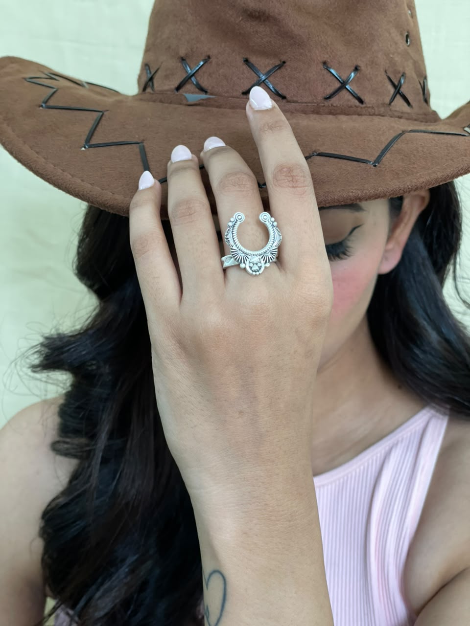 Handmade Sterling Silver Naja Adjustable Ring Signed Nizhoni