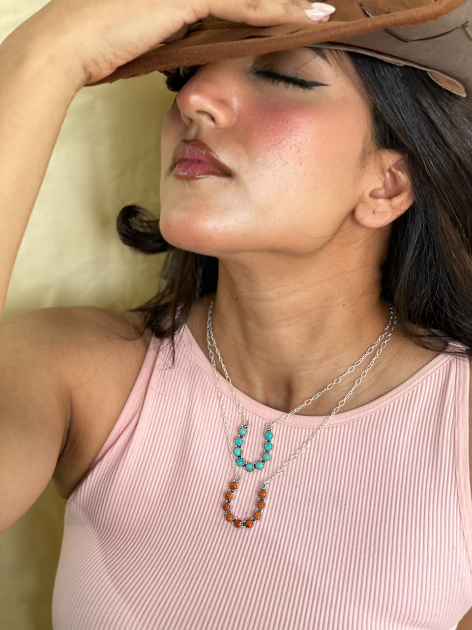 Handmade Sterling Silver Kingman Turquoise with Orange Mojave Necklace Signed Nizhoni