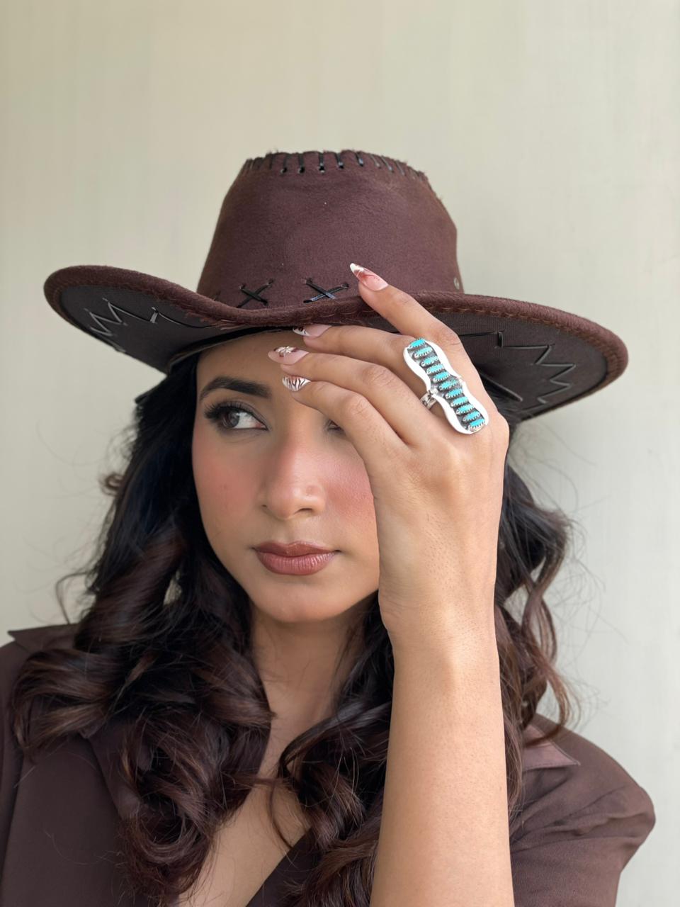 Handmade Sterling Silver Kingman Turquoise Adjustable Ring Signed Nizhoni