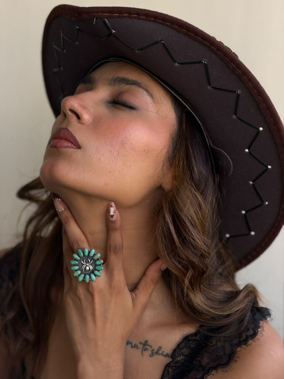 Handmade Sterling Silver Kingman Turquoise Halloween Collection: Adjustable Ring Signed Nizhoni