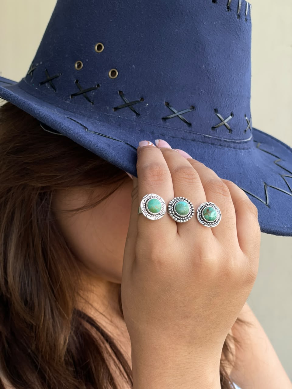 Handmade Sterling Silver Kingman Turquoise Adjustable Ring Signed Nizhoni