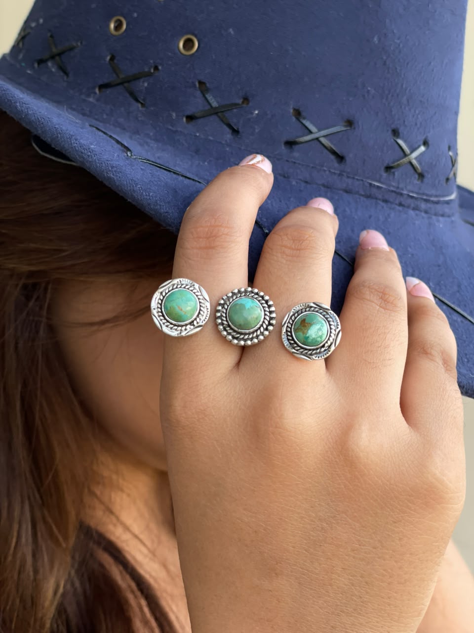 Handmade Sterling Silver Kingman Turquoise Adjustable Ring Signed Nizhoni