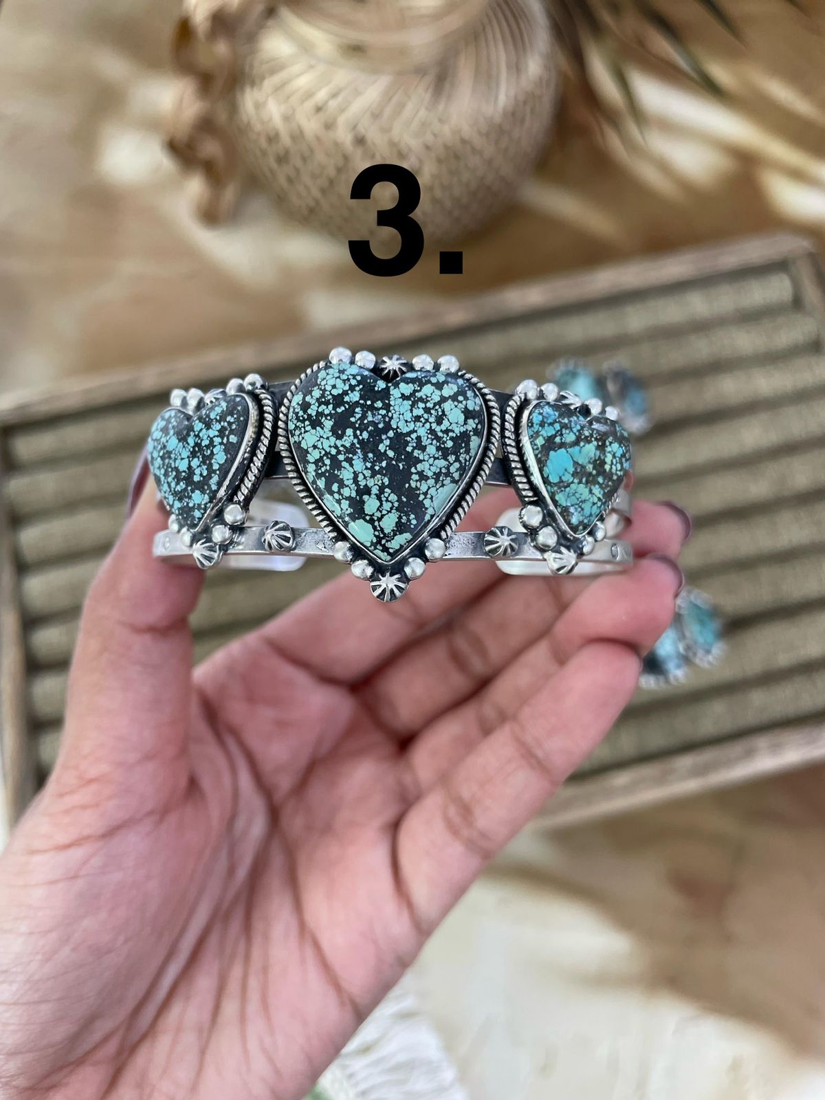 Handmade Sterling Silver Lander Turquoise Bracelet Signed Nizhoni