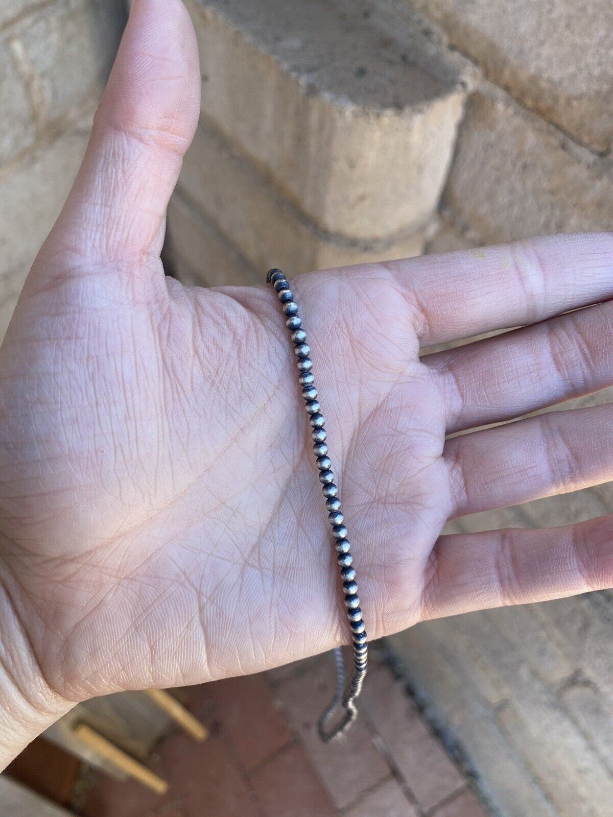 Handcrafted 3mm Sterling Silver Pearl Beaded Necklace