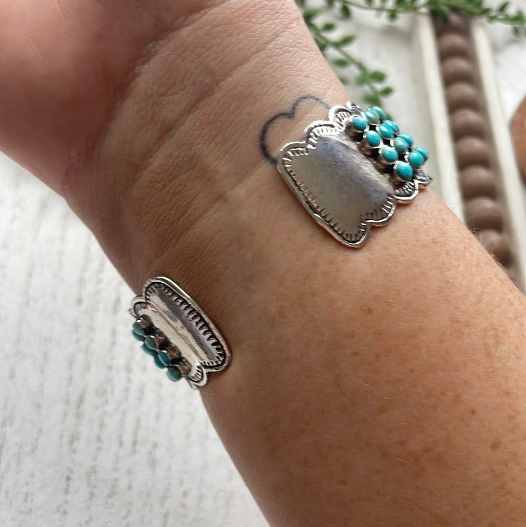 “The 4 Row Turquoise Cuff” Sterling Silver Turquoise Cuff Bracelet /