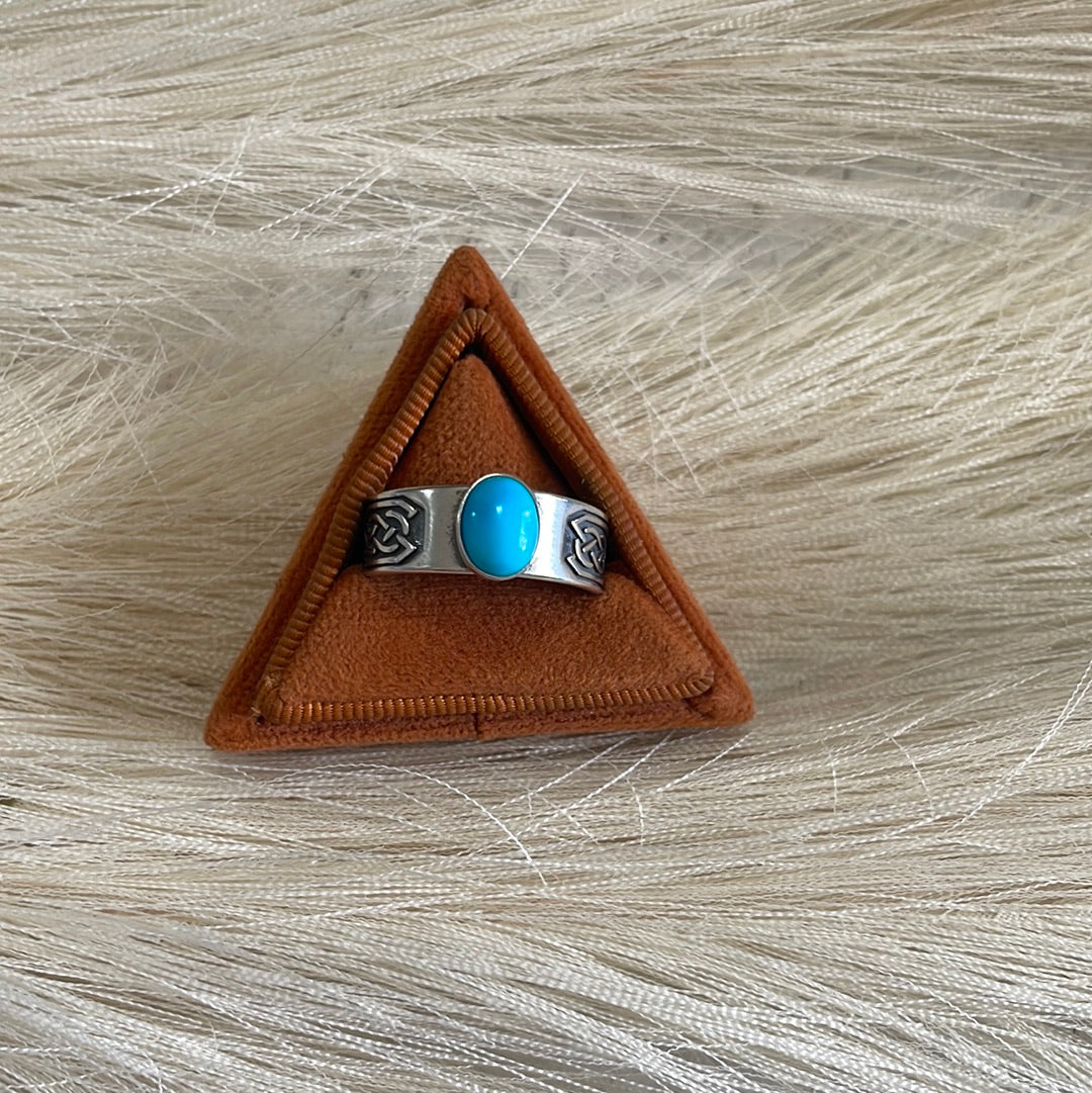 Navajo Turquoise Silver Signet Ring Sterling Twist Wire Slant Design 8 to 12 retailer Sizes 1525