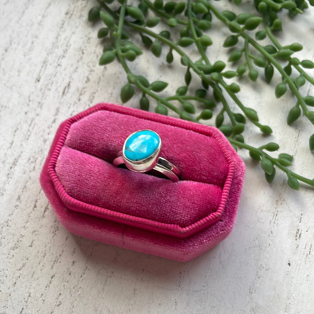 Handcrafted Sterling Silver Single Stone Oval Turquoise Ring