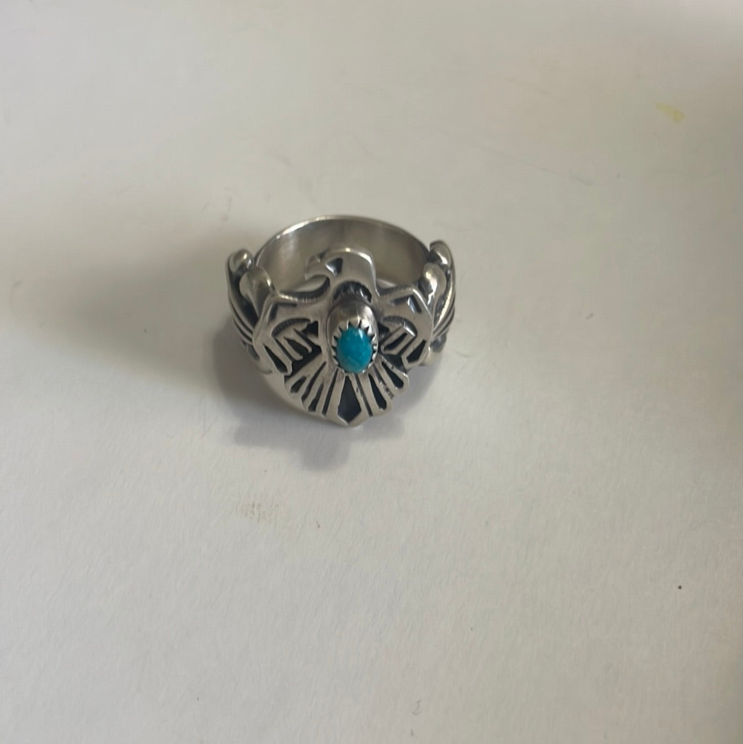 Handcrafted Sterling Silver Turquoise Thunderbird Ring