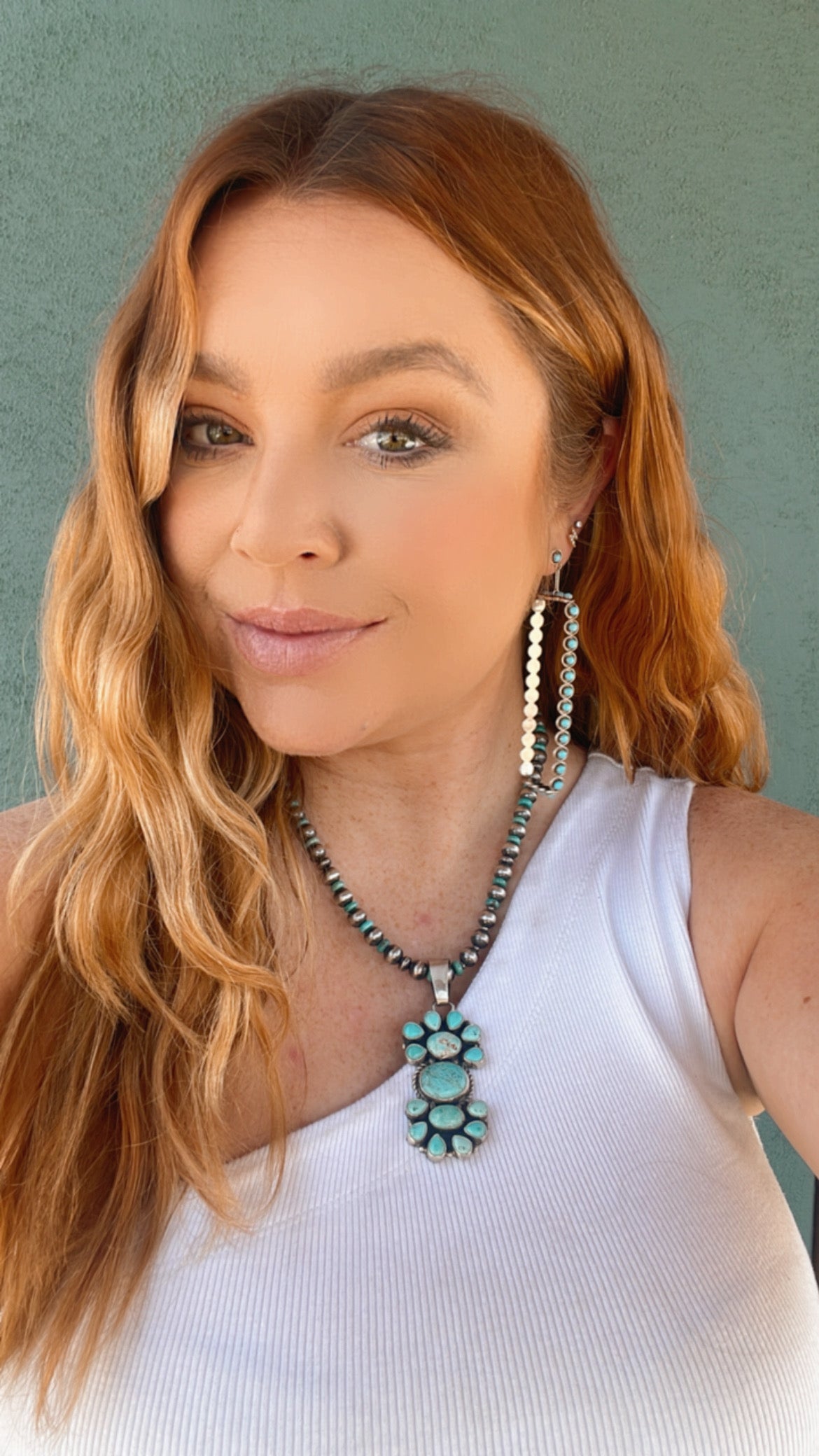 Beautiful Beaded Navajo Sterling Silver and Turquoise Necklace Signed Sheila Becenti