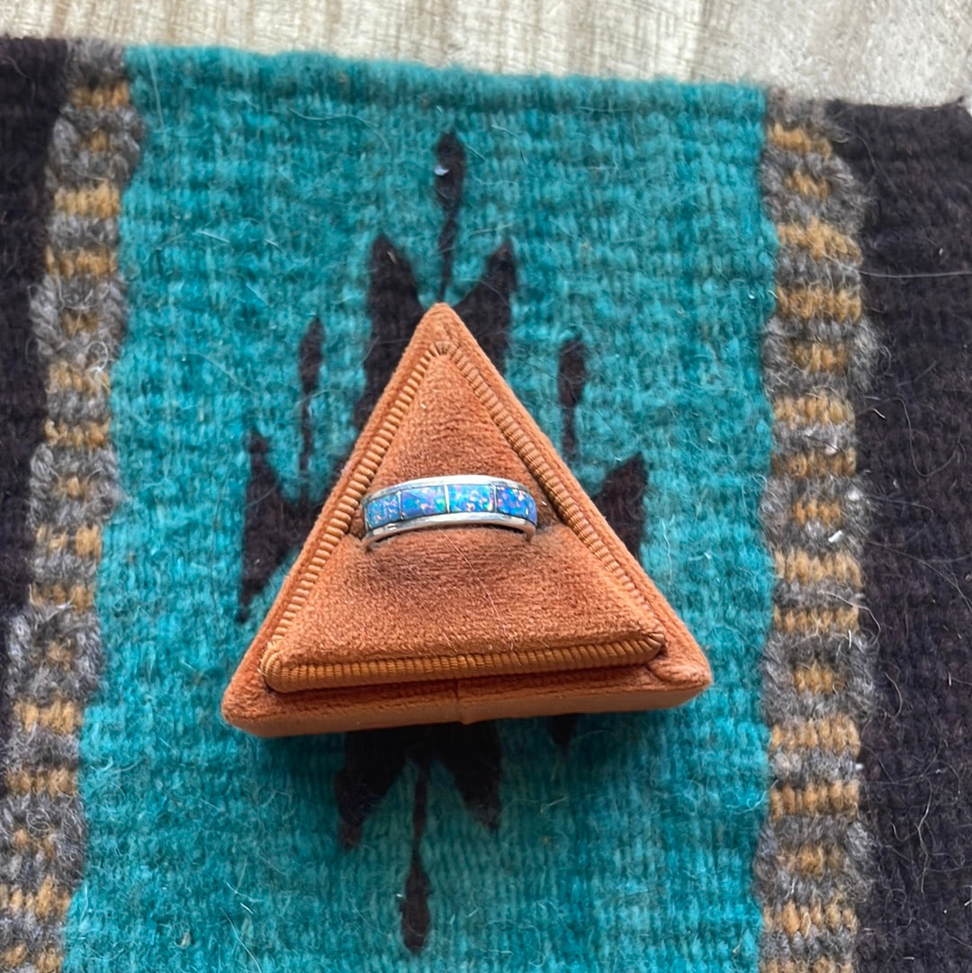 Handcrafted Sterling Silver & Blue Opal Inlay Ring