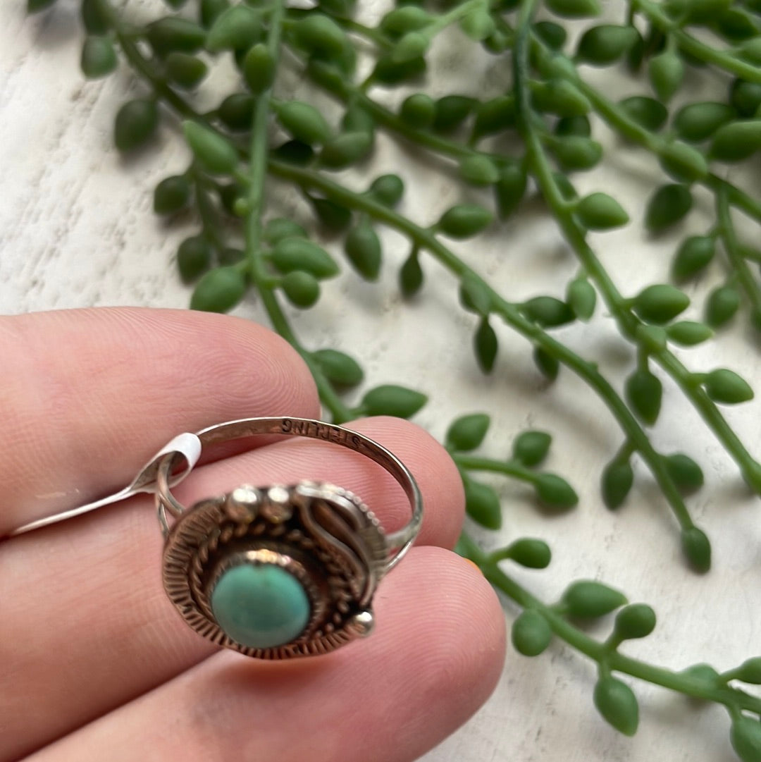 Handcrafted Single Stone Turquoise Sterling Silver Ring