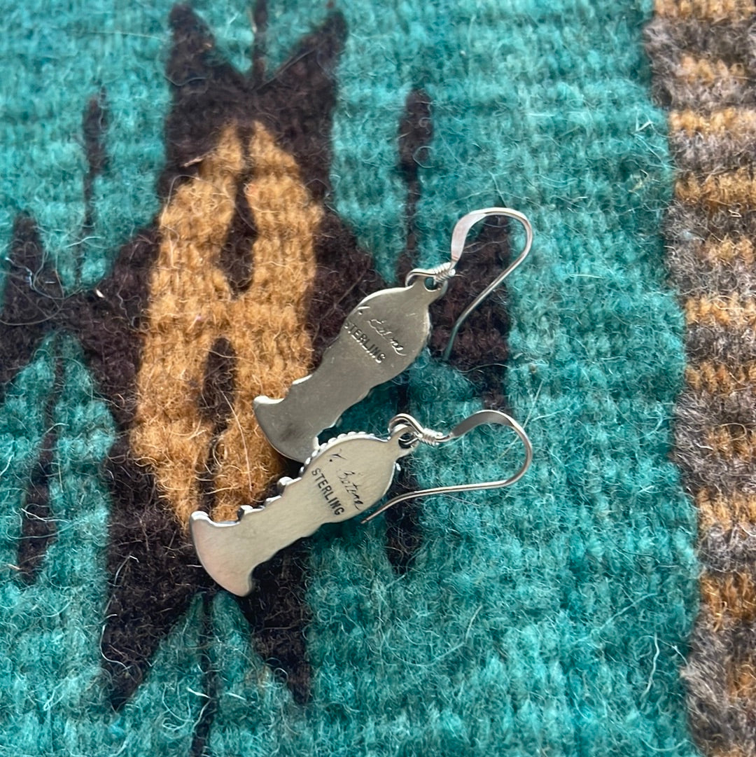 Handcrafted Sterling Silver And Turquoise Dangles Signed