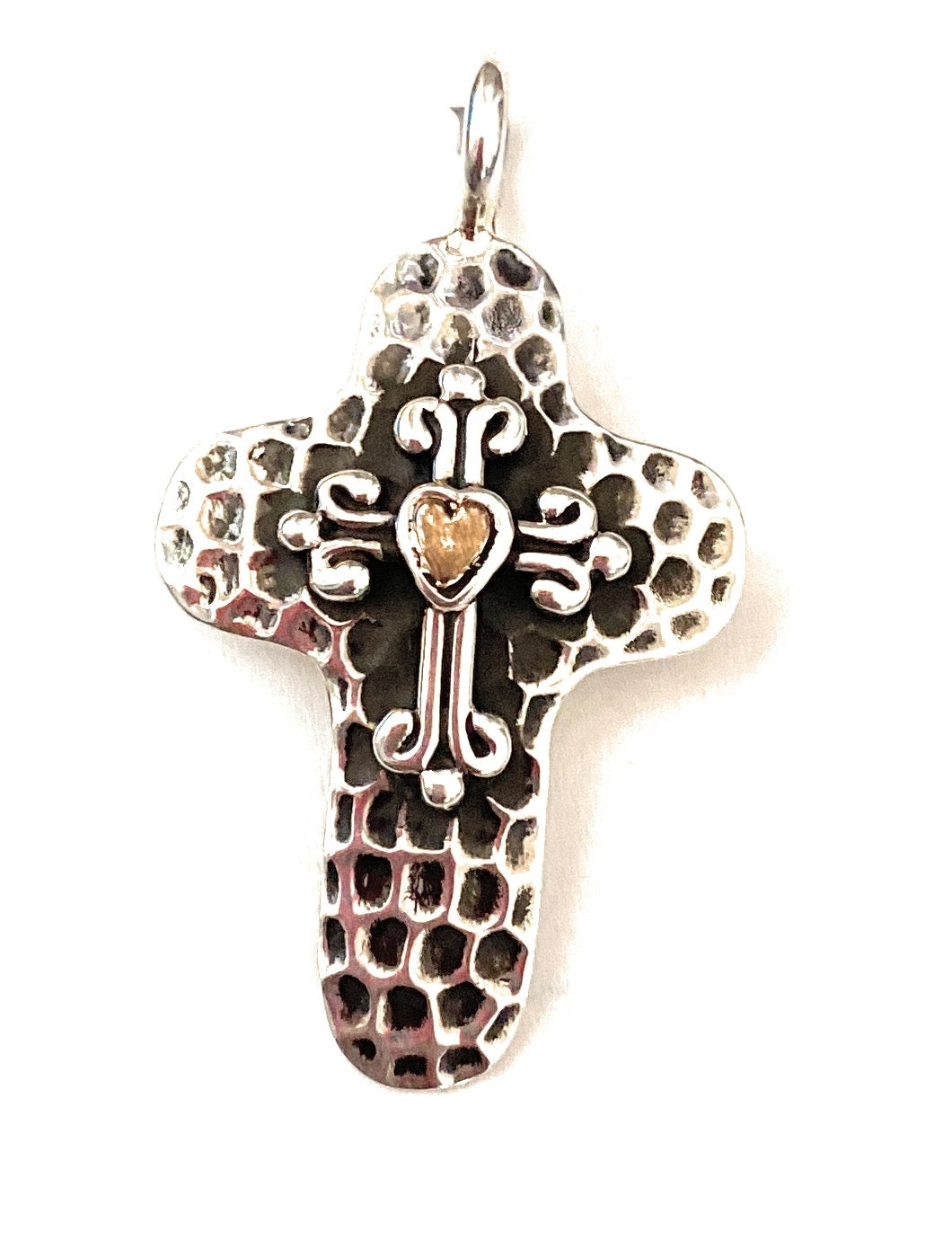 Handcrafted Sterling Silver & Copper Cross Pendant