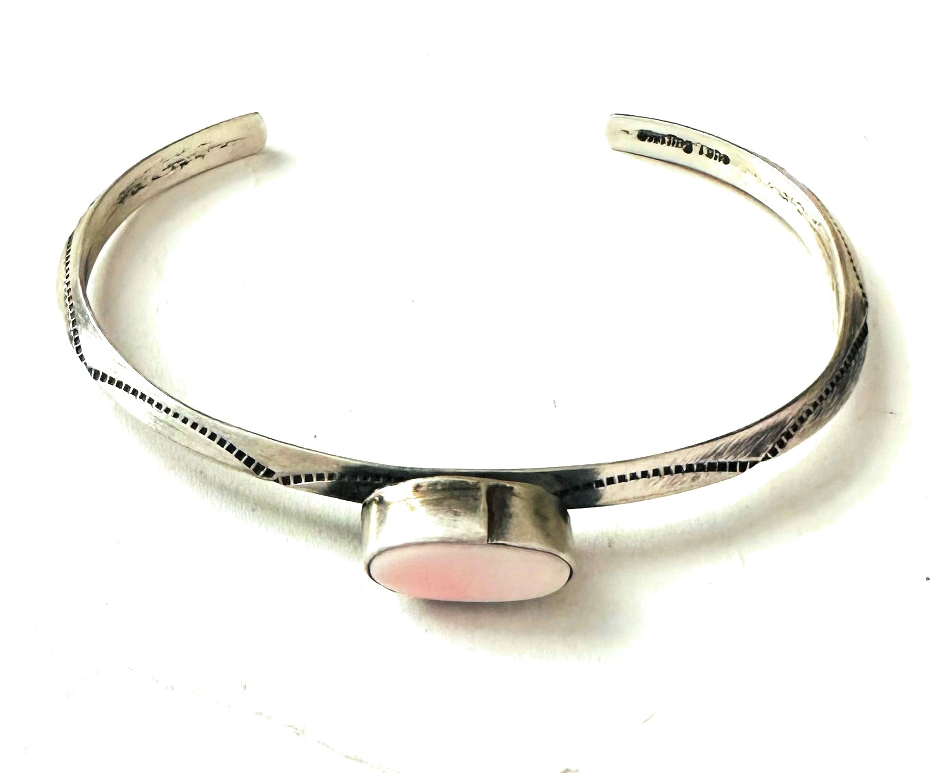 Handcrafted Queen Pink Conch Shell & Sterling Silver Cuff Bracelet