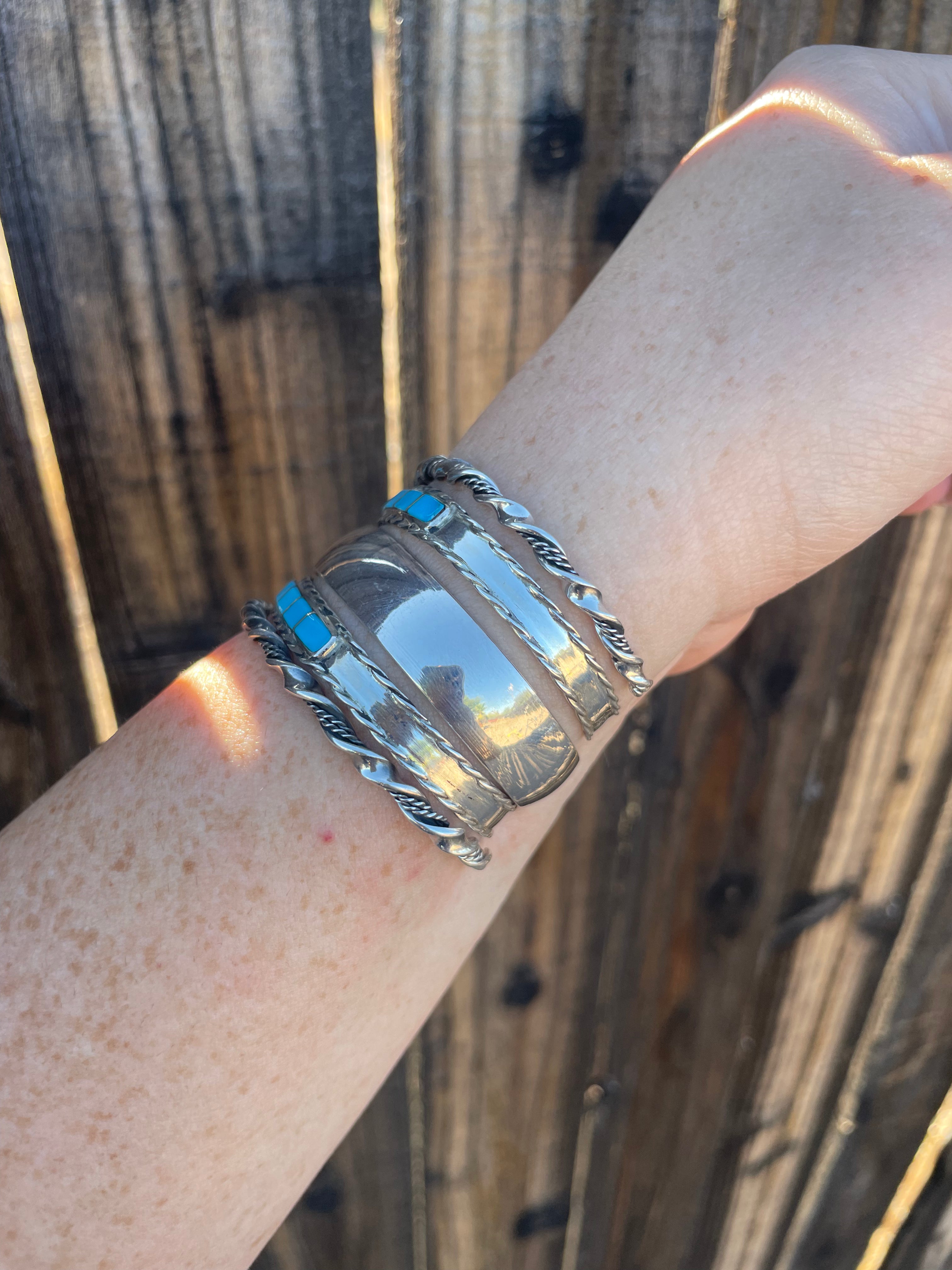 “The Cassidy Stacker” Sterling Silver & Turquoise Inlay Cuff