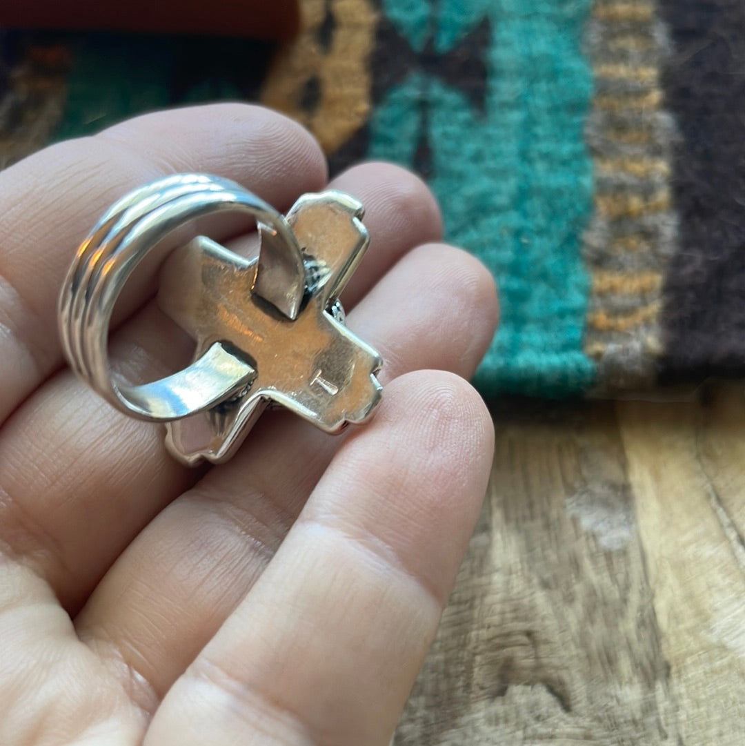 Amazing Zia Sterling Silver & Turquoise Ring Size 9 Signed