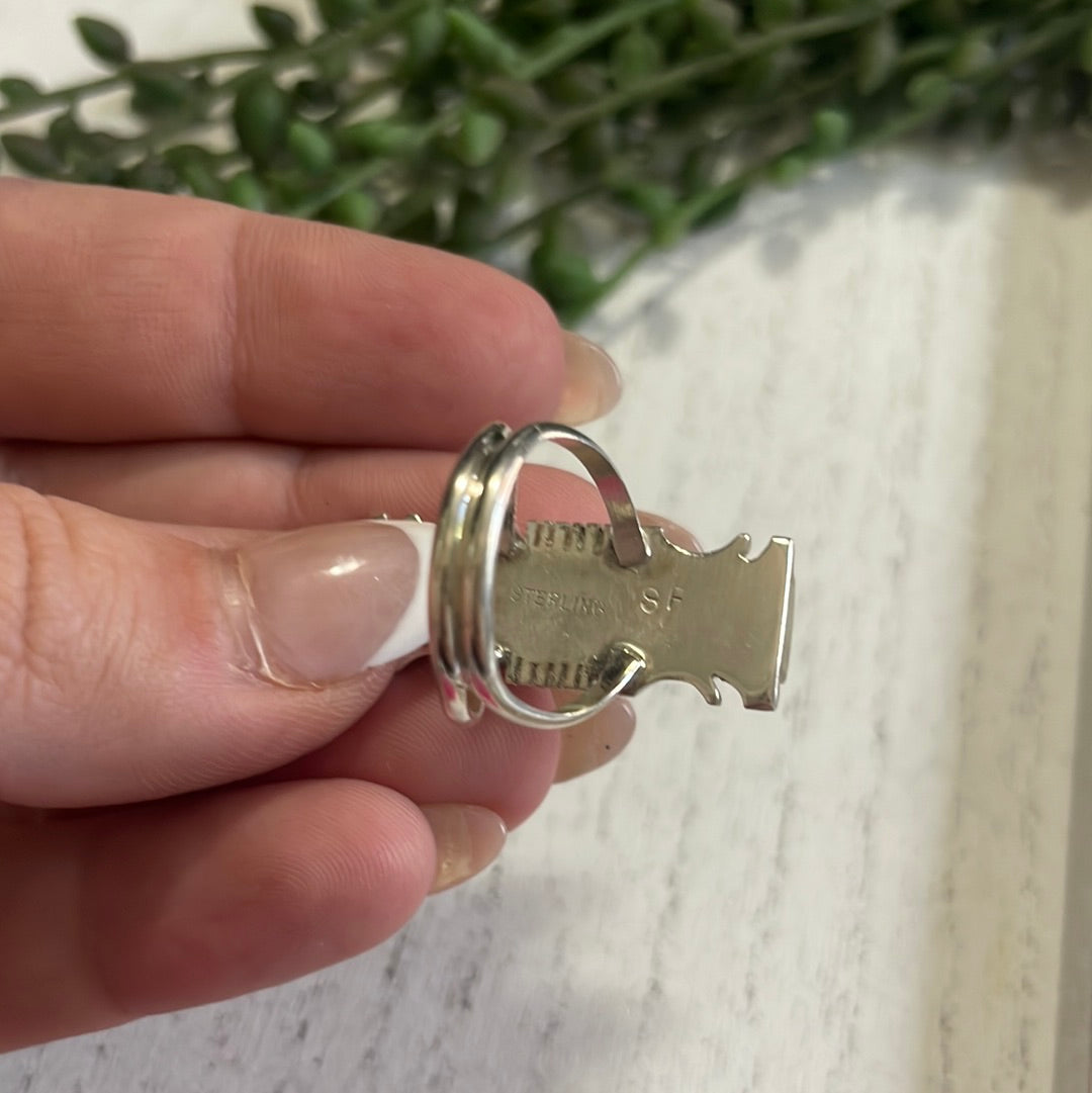 Handcrafted Sterling Silver Turquoise Bar Ring Signed