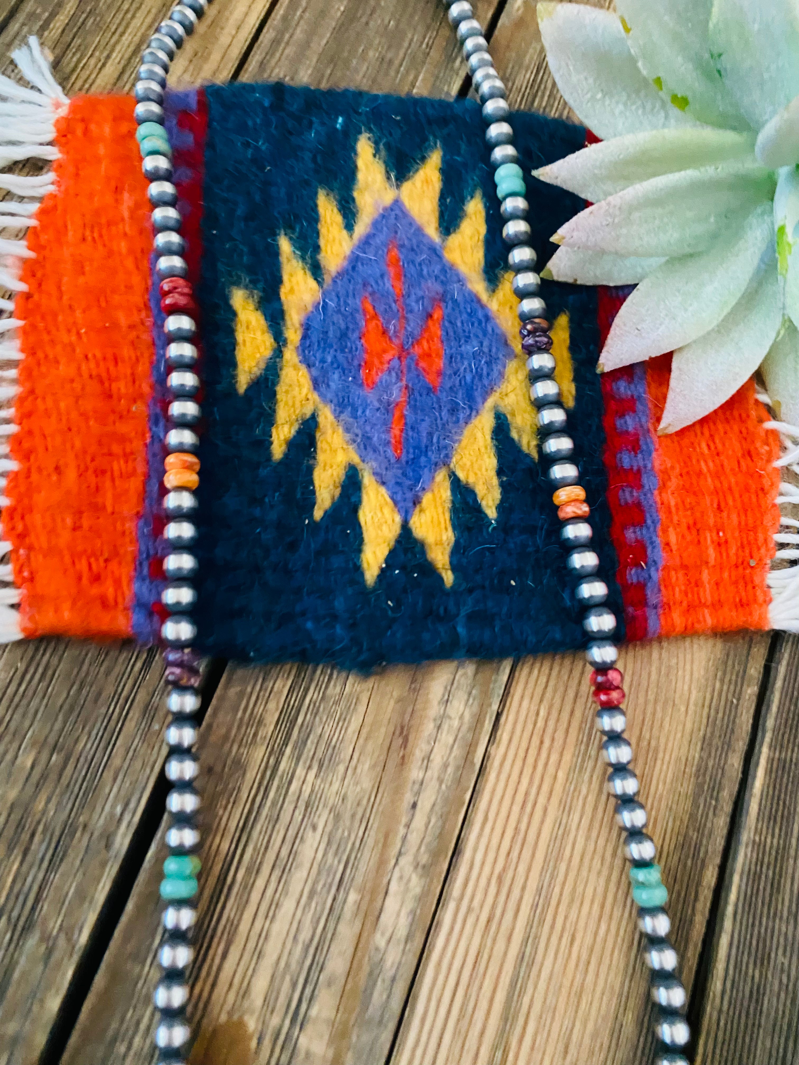 Handcrafted Multi Stone & Sterling Silver Pearl Beaded 30” Necklace