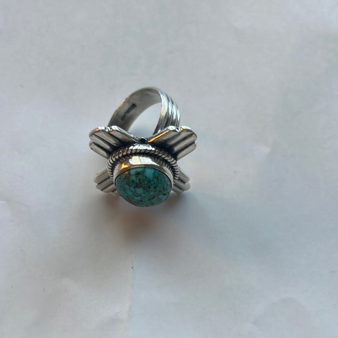Amazing Zia Sterling Silver & Turquoise Ring Size 9 Signed