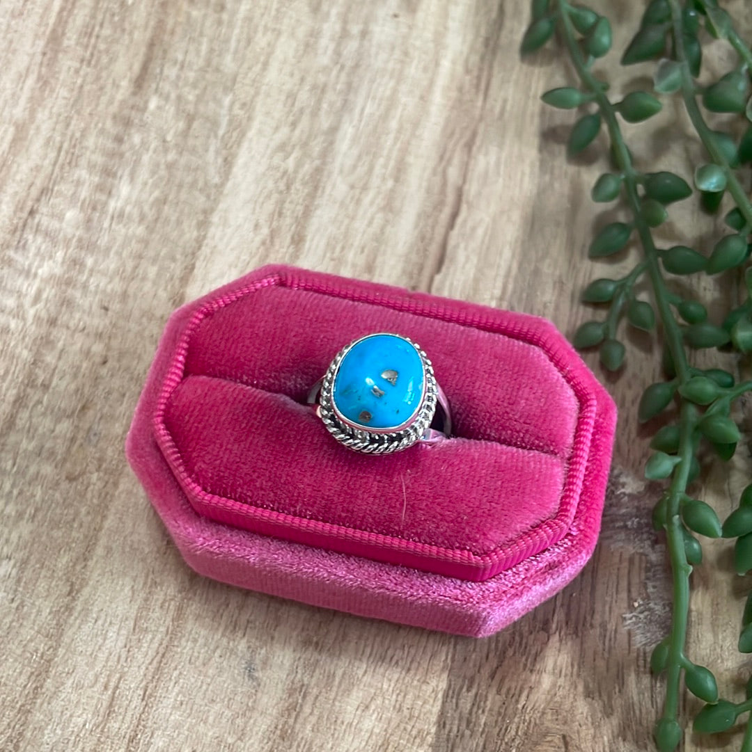 Handcrafted Turquoise & Sterling Silver Single Stone Ring