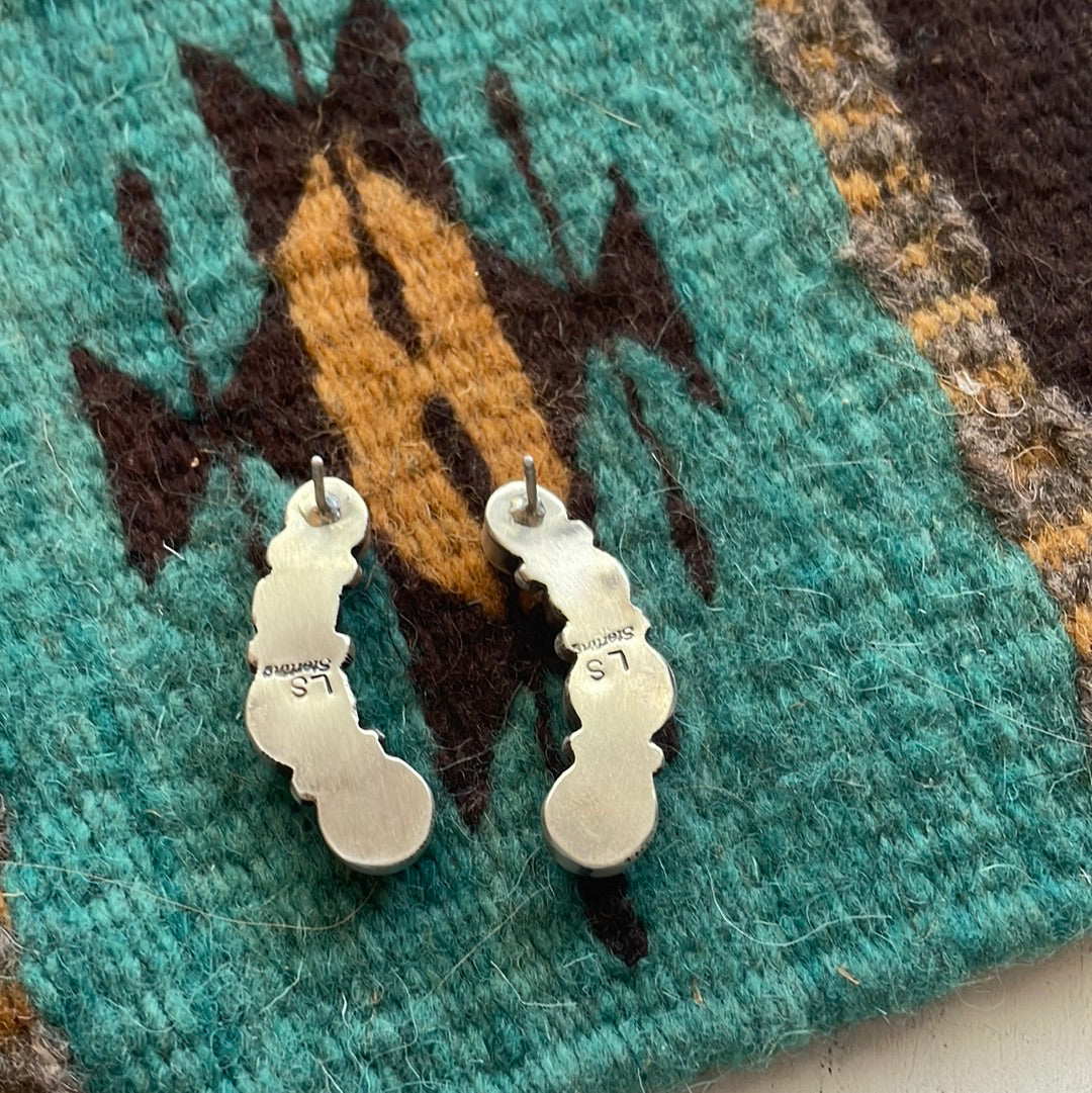 Handcrafted Pink Conch Dangle and Sterling Silver Earrings Signed