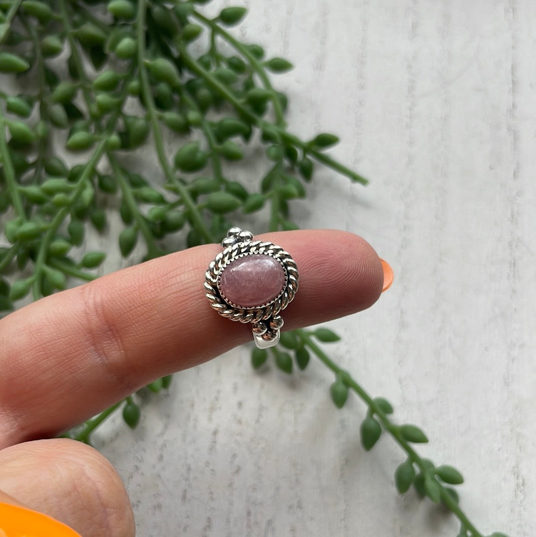 Handcrafted Sterling Silver & Rhodochrosite Round Ring