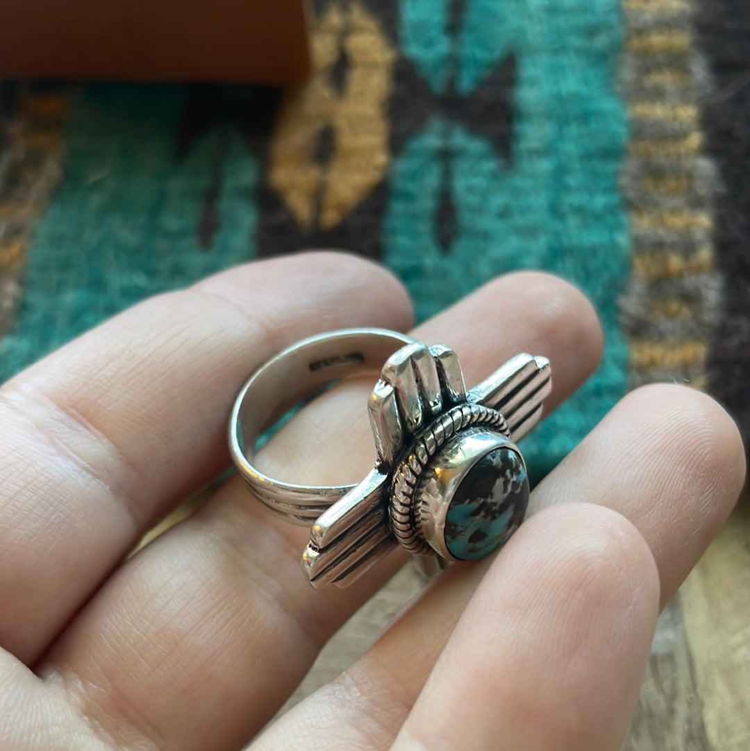 Amazing Zia Sterling Silver & Turquoise Ring Size 9 Signed