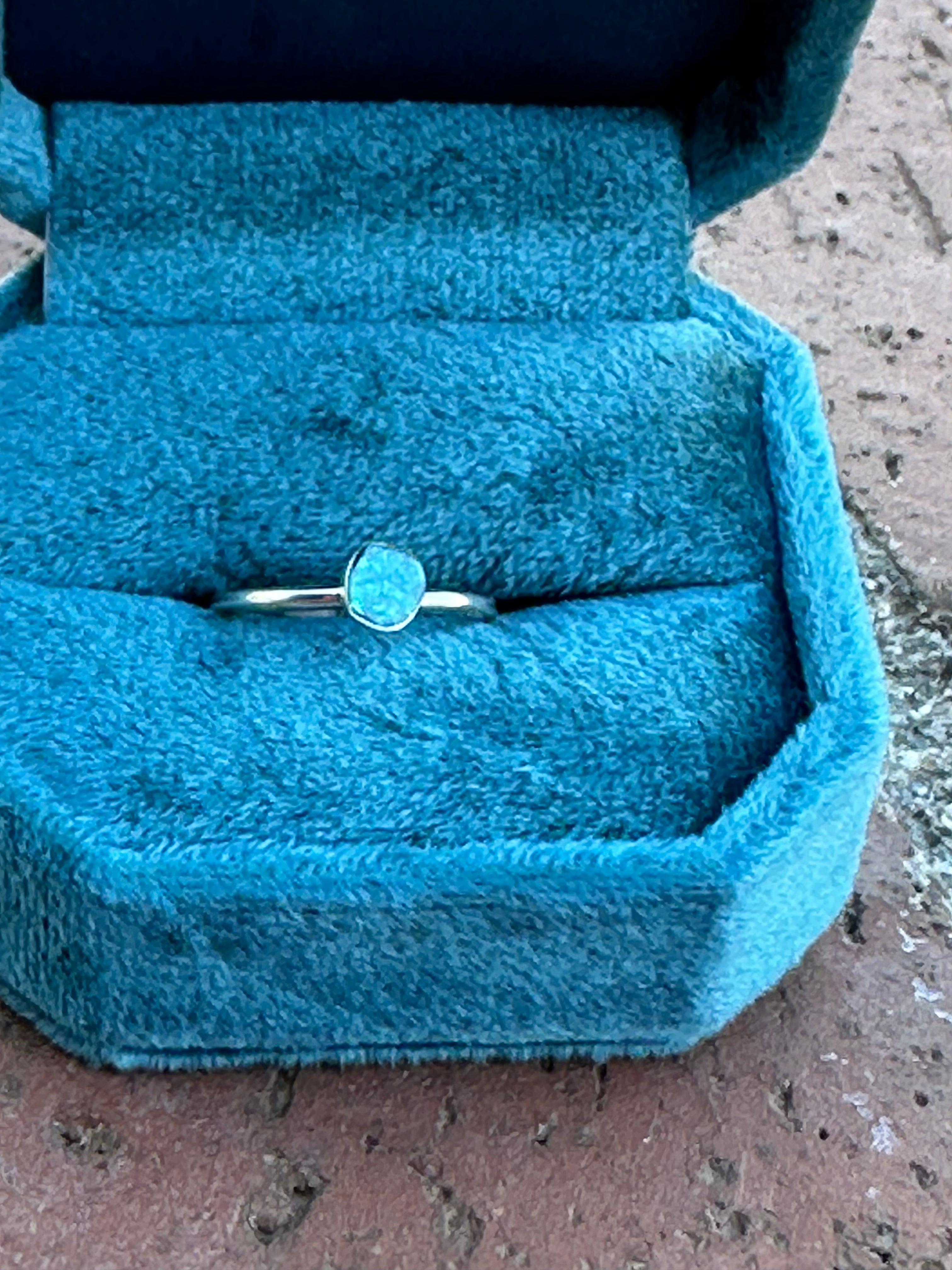 Handcrafted Sterling Silver & Blue Opal Dot Ring