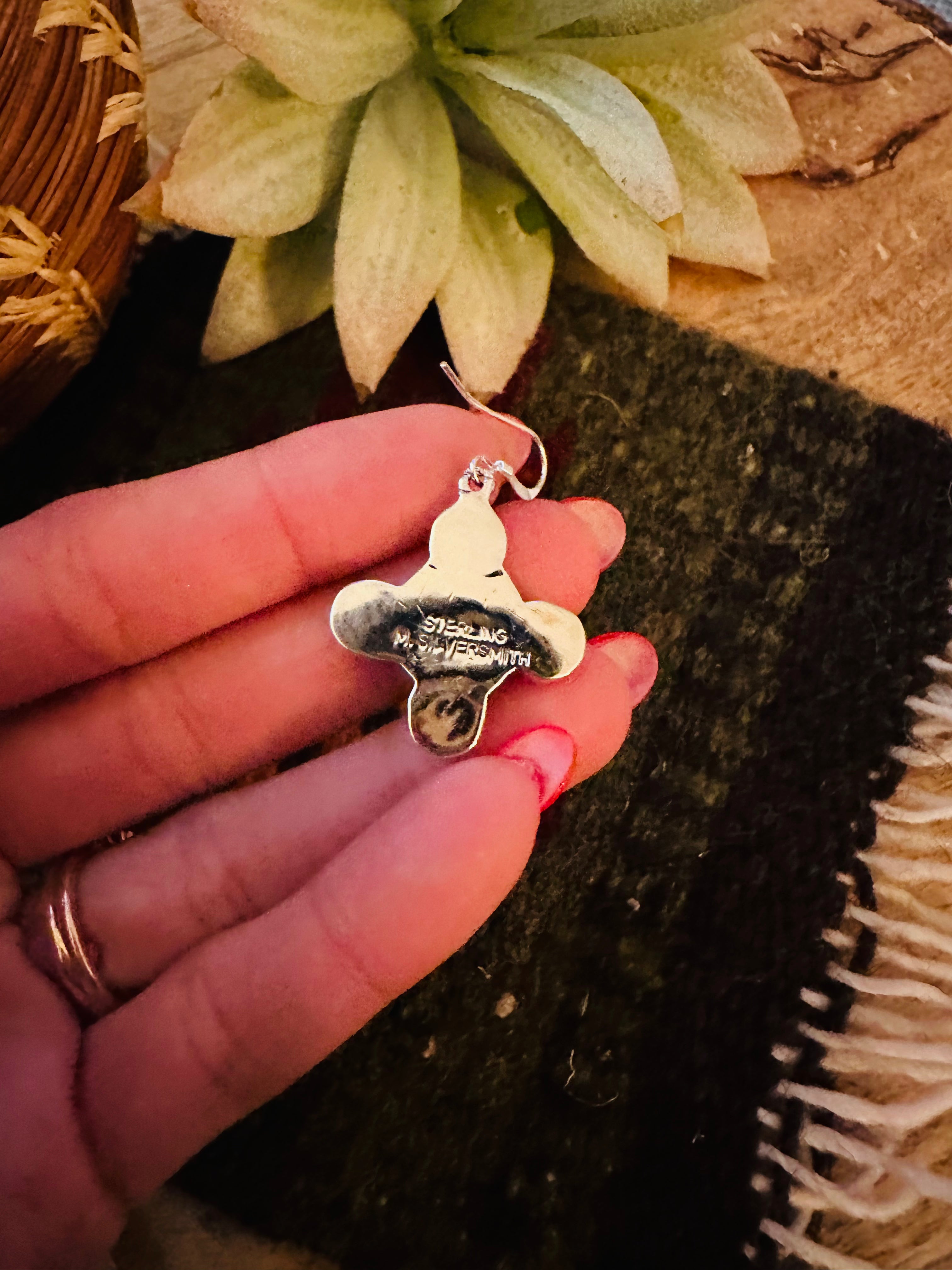 Handcrafted Sterling Silver & Turquoise Cluster Cross Dangle Earrings