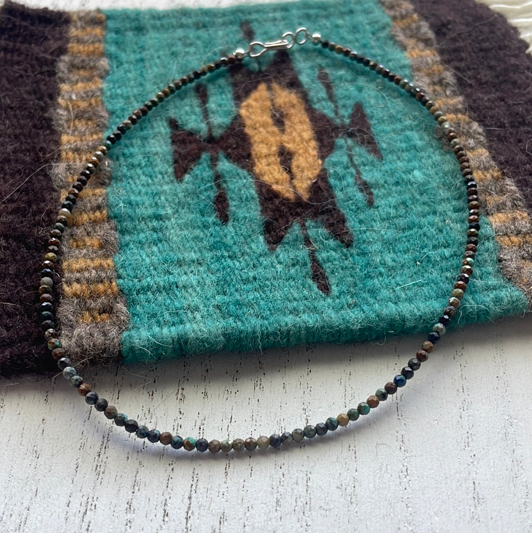 Handcrafted Sterling & Turquoise Beaded Choker Necklace