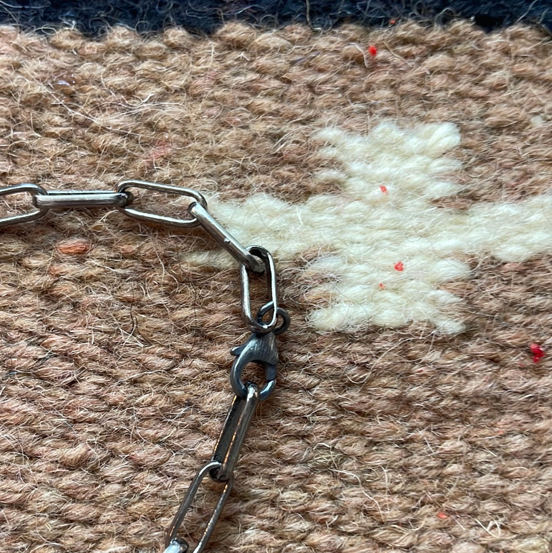 Handcrafted 6 Stone Queen Pink Conch Shell And Sterling Silver Necklace Signed