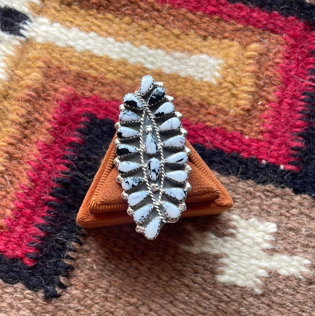 Handcrafted Sterling Silver & White Buffalo Cluster Ring